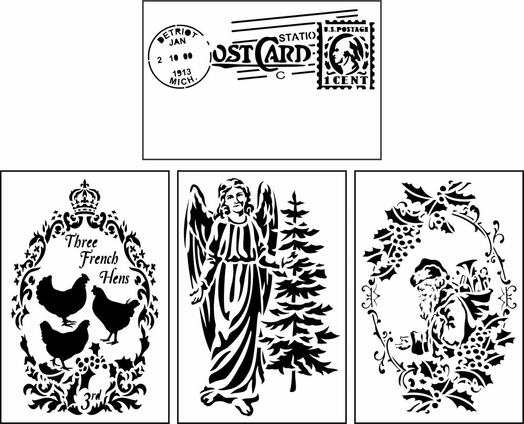 JRV Christmas Postcards 2 Stencils