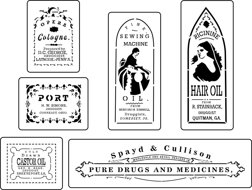 Apothecary Labels 1 JRV Stencil