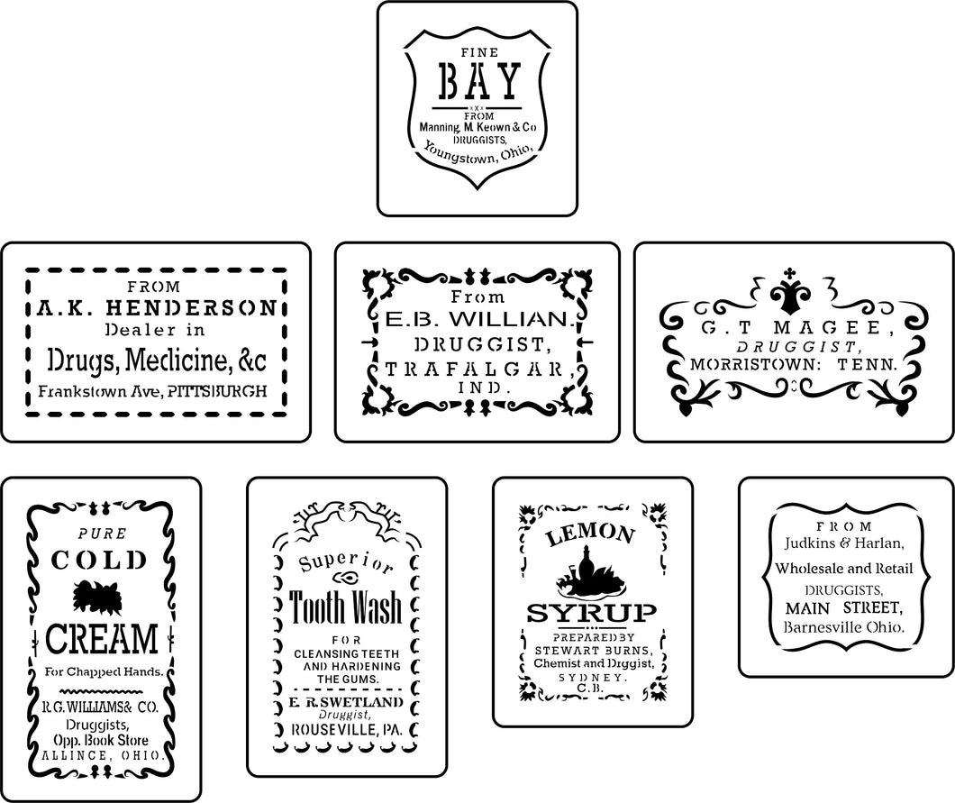 Apothecary Labels 2  JRV Stencil