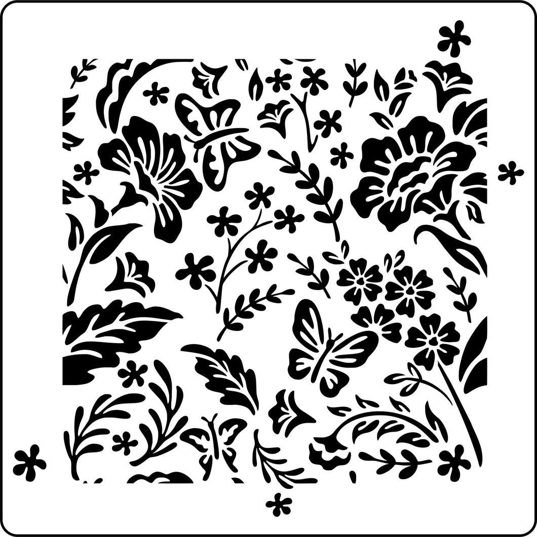 Butterflies and Flowers Tile Stencil