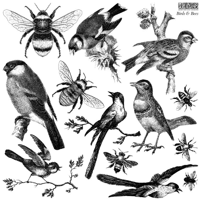 Birds and Bees IOD 12x12 Decor Stamp Iron Orchid Designs